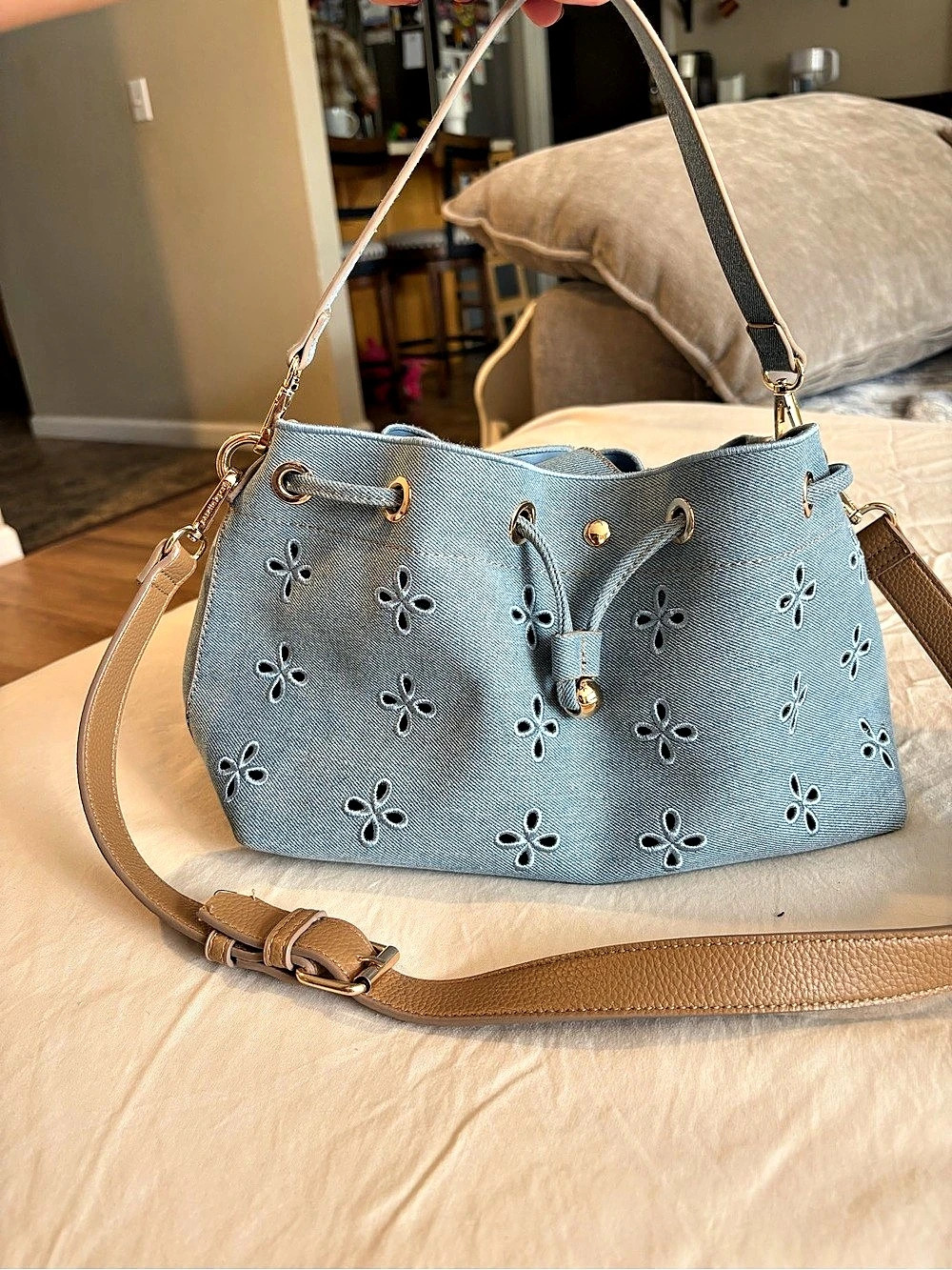 Nanette Lepore Blue Floral Shoulder Bag